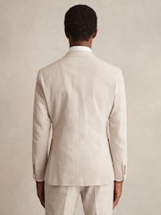 Reiss Oatmeal/White Bay Seersucker Single-Breasted Suit Blazer Slim-Fit - Image 5 of 8