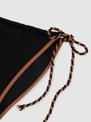 Reiss Black/Brown Effie Twist-Strap Tie-Side Bikini Bottoms - Image 5 of 5
