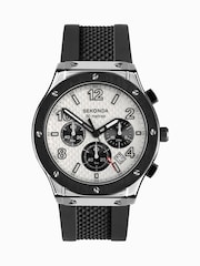Sekonda Sports Mens 43mm Black Titan Watch with Black Silicone Strap & White Dial - Image 1 of 6