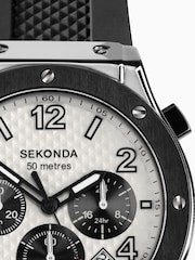 Sekonda Sports Mens 43mm Black Titan Watch with Black Silicone Strap & White Dial - Image 4 of 6