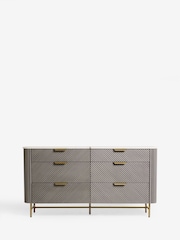 Dark Grey Valencia Marble and Mango Wood 6 Drawer Wide Chest of Drawers - Image 1 of 5
