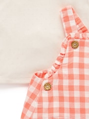 Purebaby Orange Coral Gingham Dungaree Set - Image 2 of 3