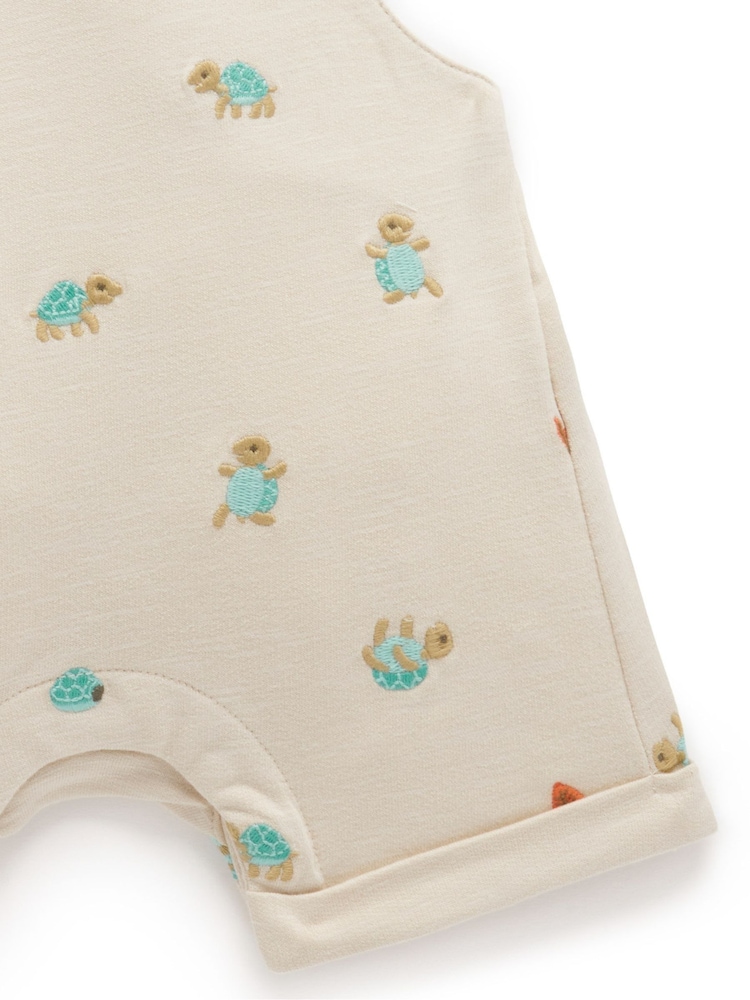 Purebaby Turtle Emroidered 100% Cotton Dungaree - Imagen 5 de 5