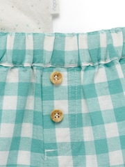 Purebaby Green Gingham Turtle 100% Cotton T-Shirt and Short Set - Image 4 of 5