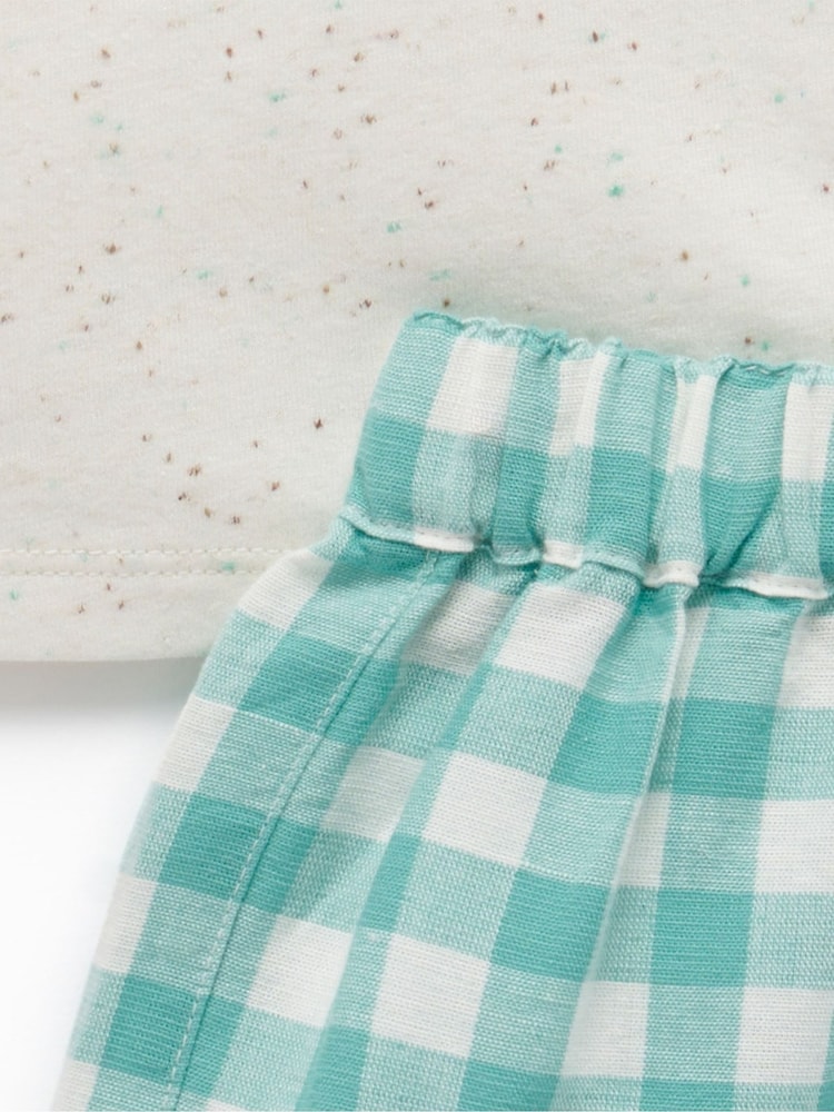 Purebaby Green Gingham Turtle 100% Cotton T-Shirt and Short Set - Image 5 of 5