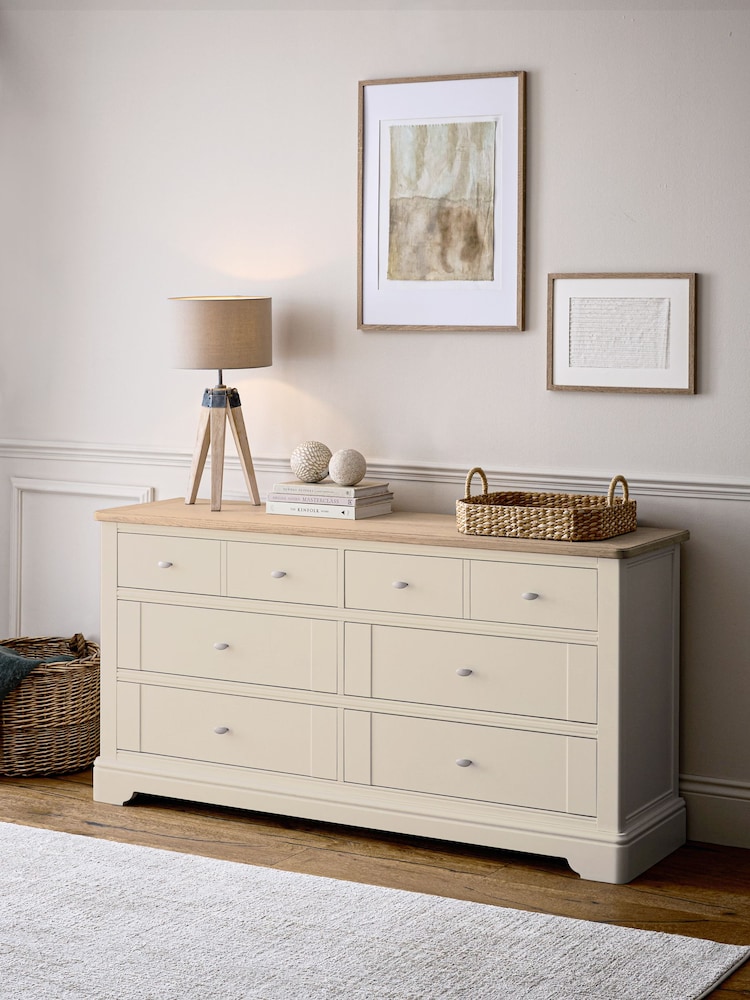 Stone Hampton Painted Oak Collection 6 Drawer Wide Chest of Drawers - Image 1 of 9