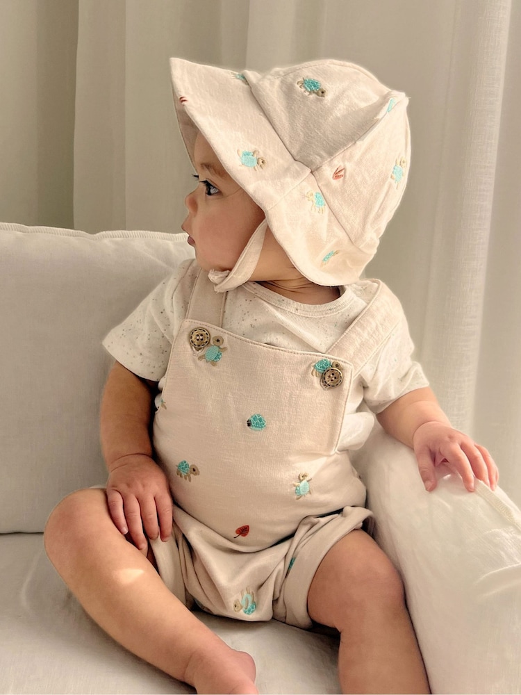 Purebaby Natural Turtle Emroidered Hat - Image 1 of 3