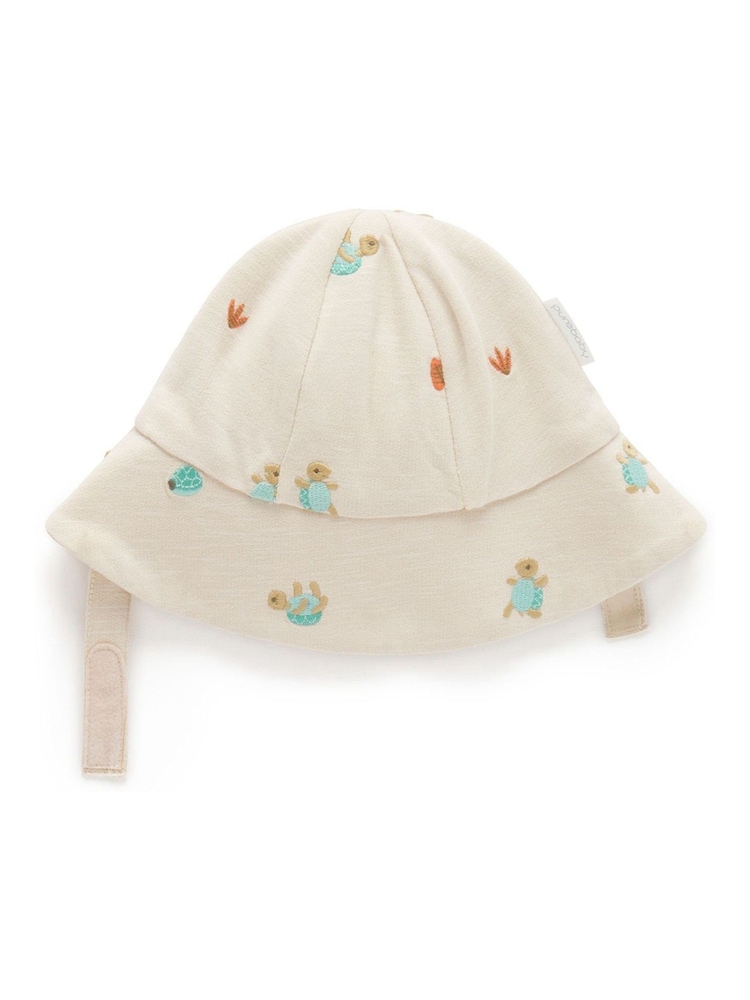 Purebaby Natural Turtle Emroidered Hat - Image 2 of 3