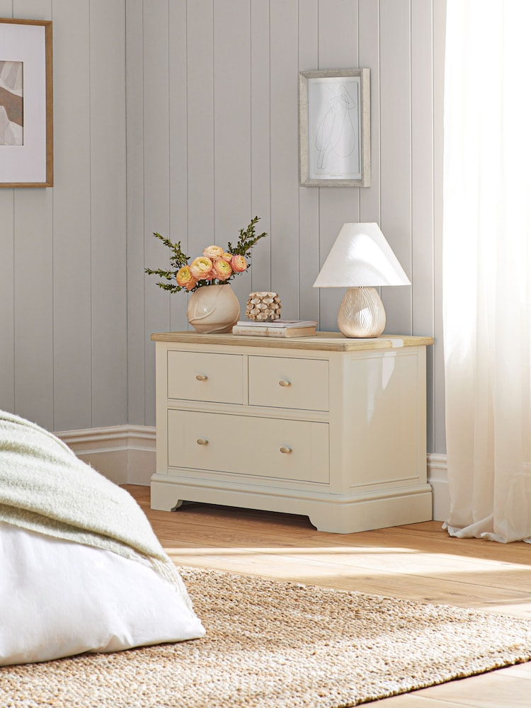 Stone Hampton Country Collection Luxe Painted Oak 3 Drawer Wide Bedside Table - Image 1 of 10