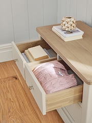 Stone Hampton Country Collection Luxe Painted Oak 3 Drawer Wide Bedside Table - Image 3 of 10