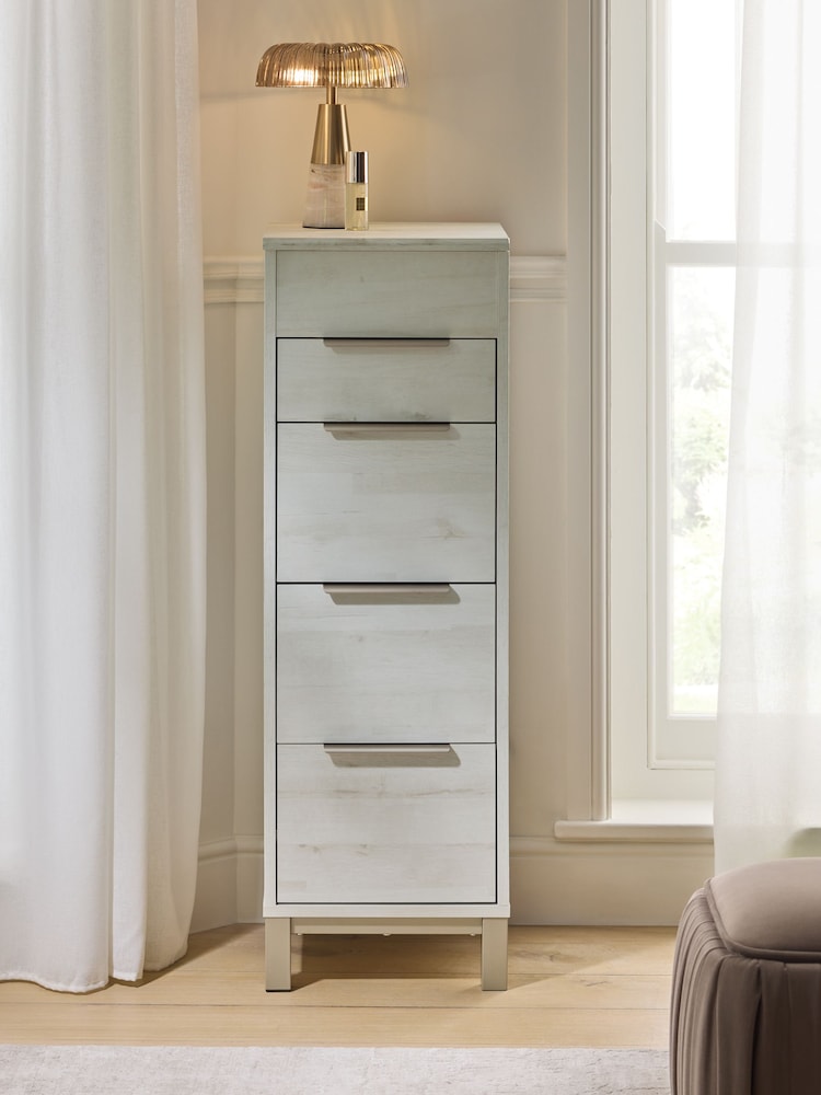 White Bronx Oak Effect Chest of Drawer - Image 2 of 17 White Bronx Oak Effect Chest of Drawer - Image 2 of 17