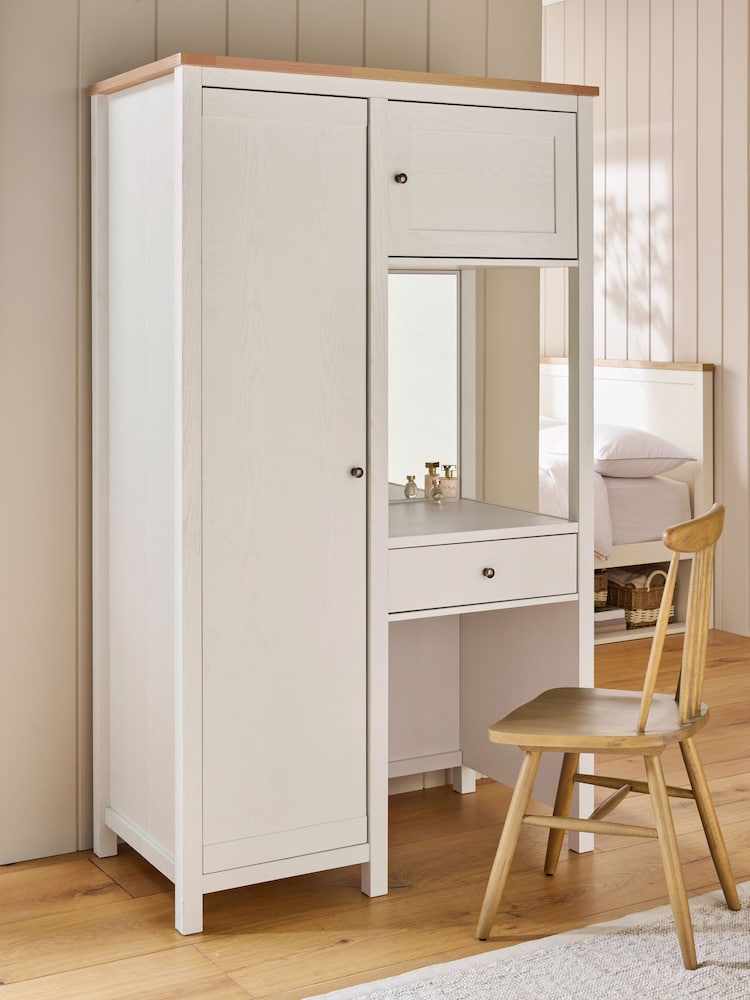 Chalk White Malvern Paint Effect Wardrobe with Vanity Unit and Mirror - Image 2 of 9