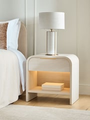 Light Natural Mia Oak Effect 1 Drawer Bedside Table with LED Light - Image 3 of 12