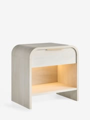 Light Natural Mia Oak Effect 1 Drawer Bedside Table with LED Light - Image 9 of 12