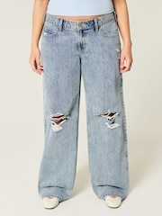 Hollister Low Rise Acid Wash Baggy Jeans - Image 1 of 3