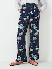 Crew Clothing Blue Dion Wide Leg Barge Print Trousers - Image 3 of 5