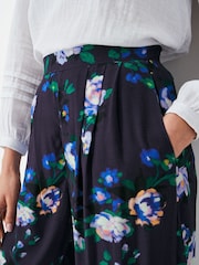 Crew Clothing Blue Dion Wide Leg Barge Print Trousers - Image 4 of 5