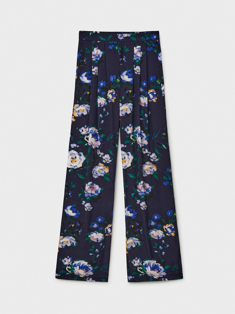 Crew Clothing Blue Dion Wide Leg Barge Print Trousers - Image 5 of 5