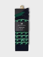 Crew Clothing Green 100% Cotton Geo Bamboo Socks 3 Pack - Image 2 of 2