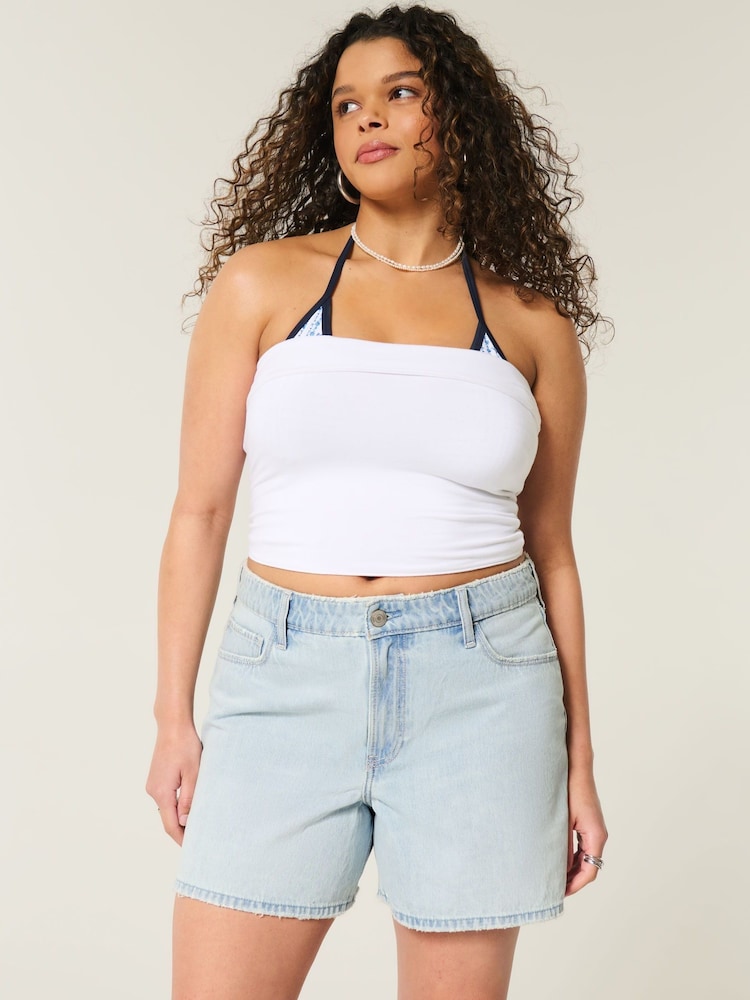 Hollister Blue High Rise Relaxed Shorts - Image 1 of 4