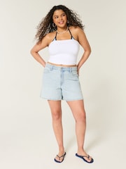 Hollister Blue High Rise Relaxed Shorts - Image 2 of 4