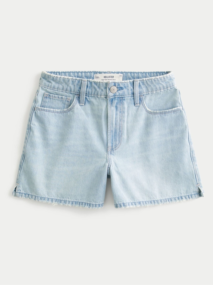 Hollister Blue High Rise Relaxed Shorts - Image 4 of 4