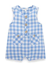 Purebaby Gingham Linen Blend Romper - Imagen 2 de 2