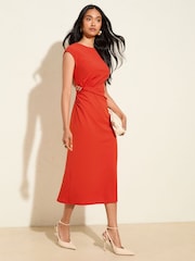Orange - Friends Like These Tailored Jersey Twist Front Hardware Midi Dress - Bild 1 von 4