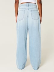 Hollister Blue Super Baggy Jeans With Destroyed Hems - Image 2 of 4