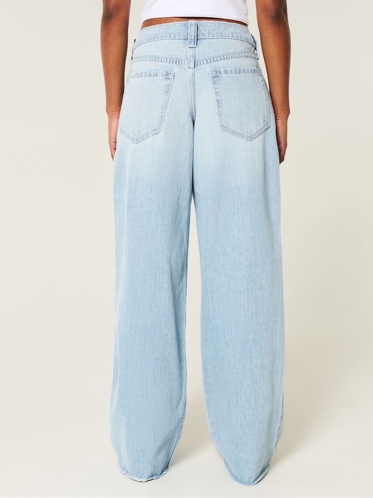 Hollister Blue Super Baggy Jeans With Destroyed Hems - Image 2 of 4