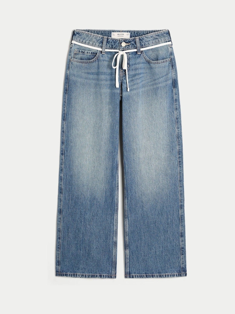 Hollister Blue Tie Waist Low Rise Baggy Jeans - Image 4 of 4