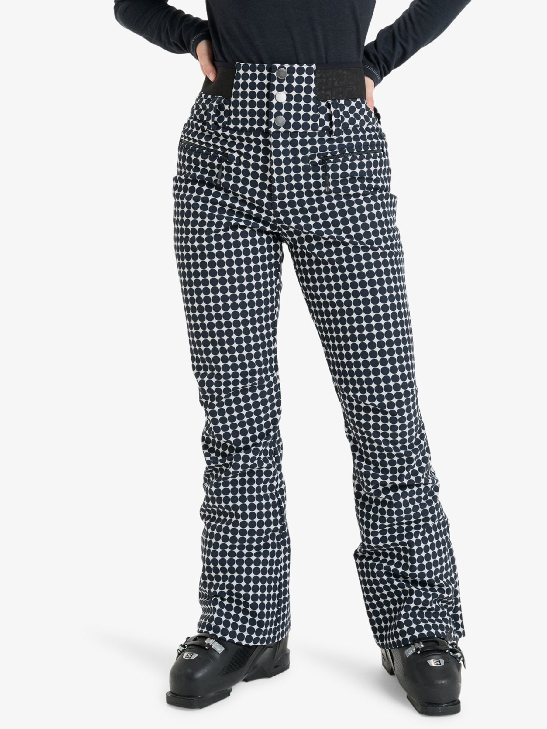 ROXY スノーボードパンツ　ギンガムチェック S Buy Roxy White Monochrome Gingham Rising High Waisted Ski Trousers