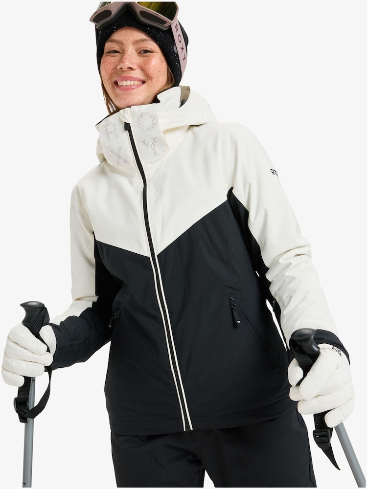 Roxy Black Monochrome Free Jet Block Ski Jacket - Image 1 of 6 Roxy Black Monochrome Free Jet Block Ski Jacket - Image 1 of 6