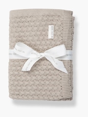 Natural - The Little Tailor Baby Scallop Design Pointelle 100% Cotton White Blanket - Imagen 3 de 3
