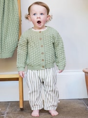 Verde - The Little Tailor Baby 100% Cotton Scallop Design Pointelle Cardigan - Imagen 1 de 6