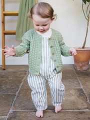 Verde - The Little Tailor Baby 100% Cotton Scallop Design Pointelle Cardigan - Imagen 2 de 6