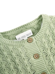 Verde - The Little Tailor Baby 100% Cotton Scallop Design Pointelle Cardigan - Imagen 5 de 6
