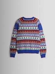 JoJo Maman Bébé Blue Men's Santa & Rocket Fairisle Jumper - Image 2 of 3