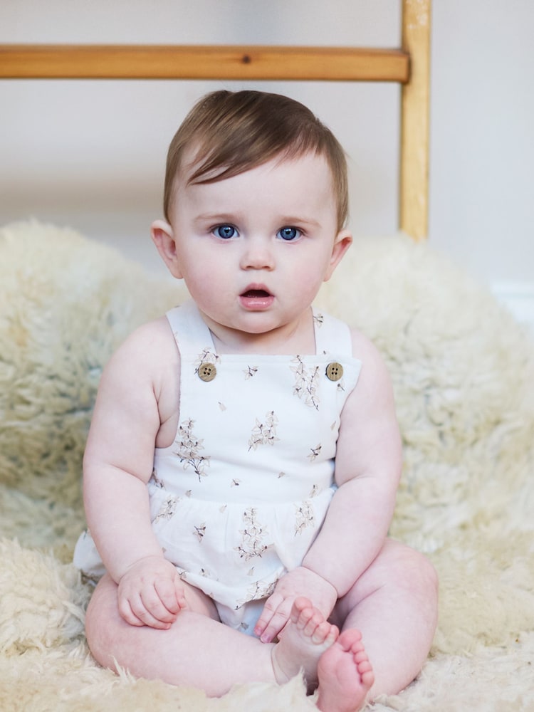 The Little Tailor Baby Woven Shorty 100% Cotton Romper - Image 1 of 6