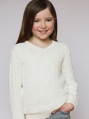 The Little Tailor Fisherman Cable Knit 100% Cotton Jumper - Image 1 of 1