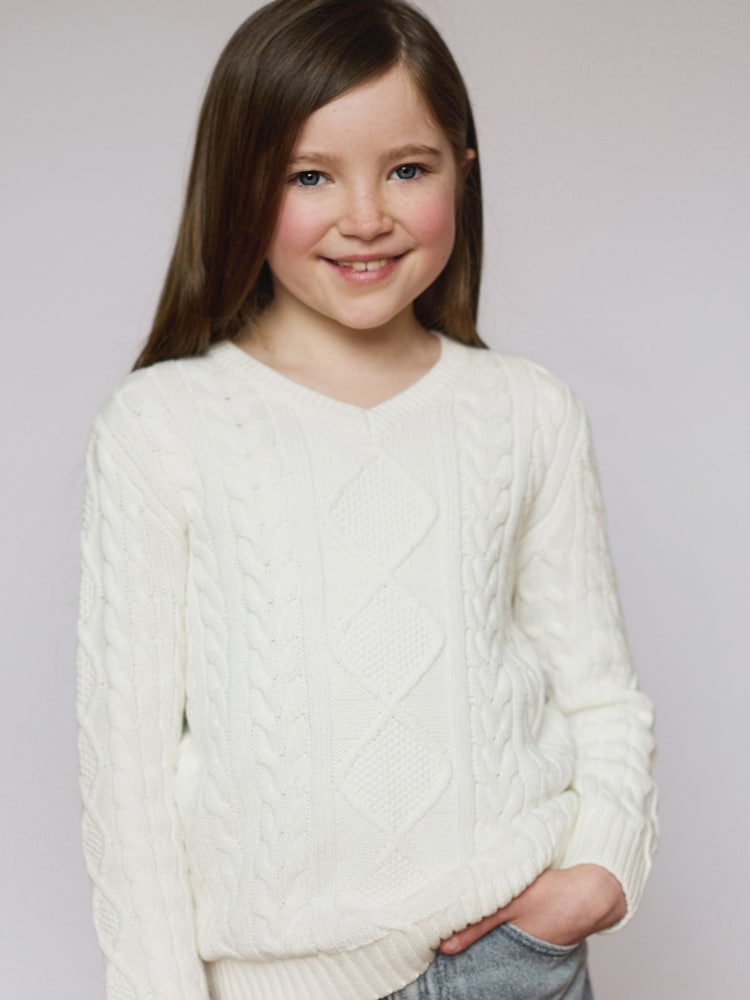 The Little Tailor Fisherman Cable Knit 100% Cotton Jumper - Image 1 of 1