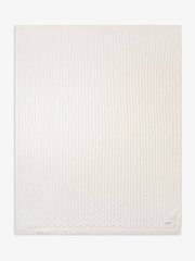 Crema - The Little Tailor Baby Scallop Design Pointelle 100% Cotton White Blanket - Imagen 3 de 4