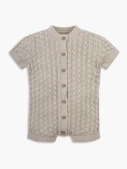 Natural - The Little Tailor Baby Scallop Design Pointelle Button Through 100% Cotton Romper - Imagen 2 de 5