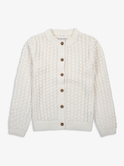 Crema - The Little Tailor Kids Cream 100% Cotton Scallop Design Pointelle Cardigan - Imagen 1 de 4