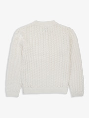 Crema - The Little Tailor Kids Cream 100% Cotton Scallop Design Pointelle Cardigan - Imagen 2 de 4
