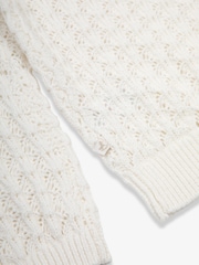Crema - The Little Tailor Kids Cream 100% Cotton Scallop Design Pointelle Cardigan - Imagen 4 de 4