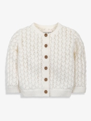 Crema - The Little Tailor Baby 100% Cotton Scallop Design Pointelle Cardigan - Imagen 4 de 7