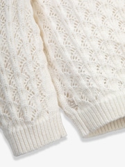 Crema - The Little Tailor Baby 100% Cotton Scallop Design Pointelle Cardigan - Imagen 7 de 7