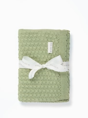 The Little Tailor Baby Scallop Design Pointelle 100% Cotton White Blanket - Image 2 of 4