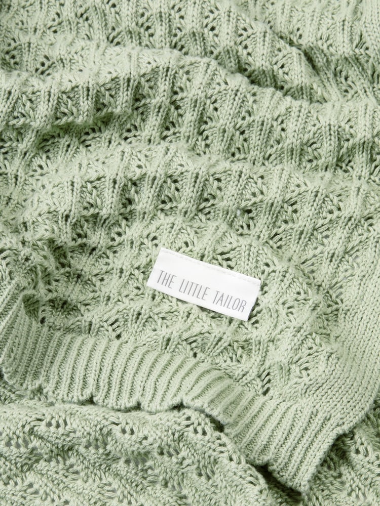 The Little Tailor Baby Scallop Design Pointelle 100% Cotton White Blanket - Image 4 of 4